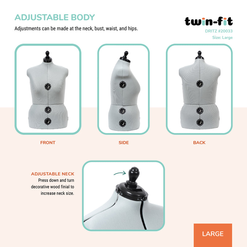 Load image into Gallery viewer, 20033|Dritz Twin-Fit Adjustable Dress Form, Large