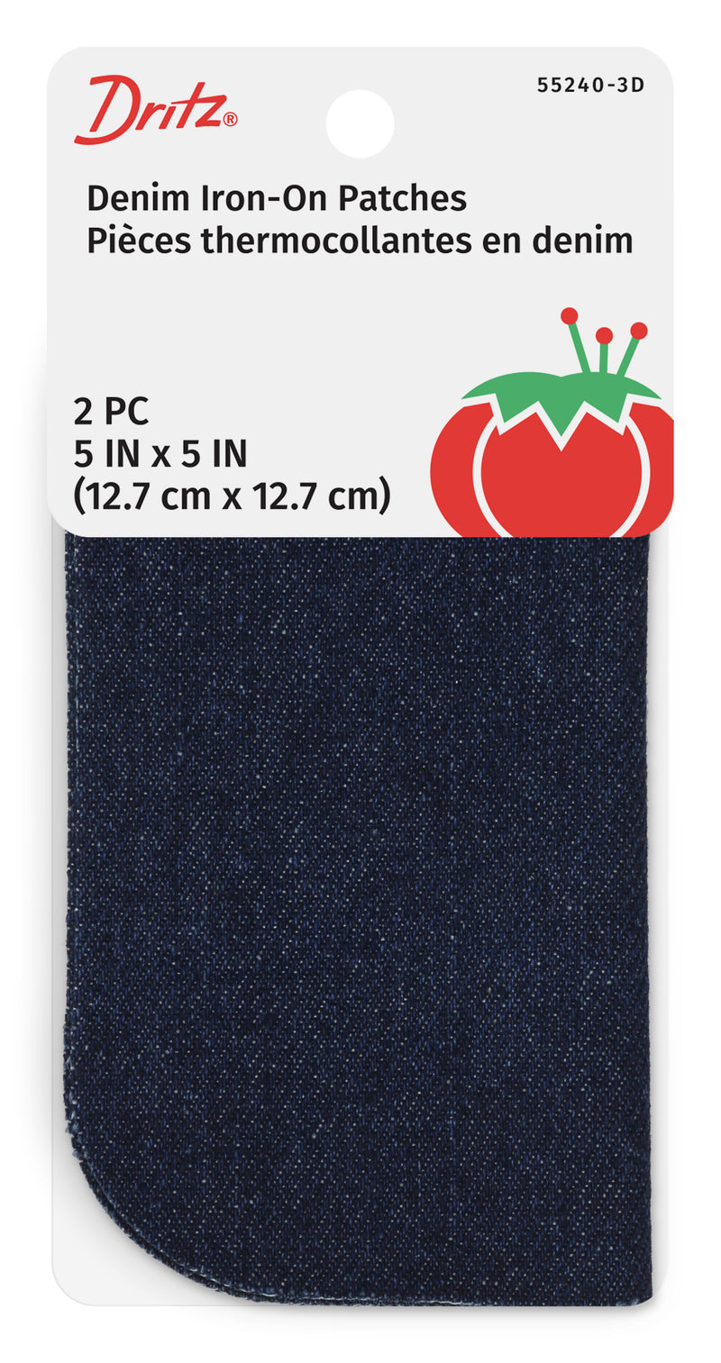 Cargue la imagen en el visor de la galería, 55240-3D|Dritz Denim Iron-On Patches, 5" x 5", 2 pc, Dark Blue