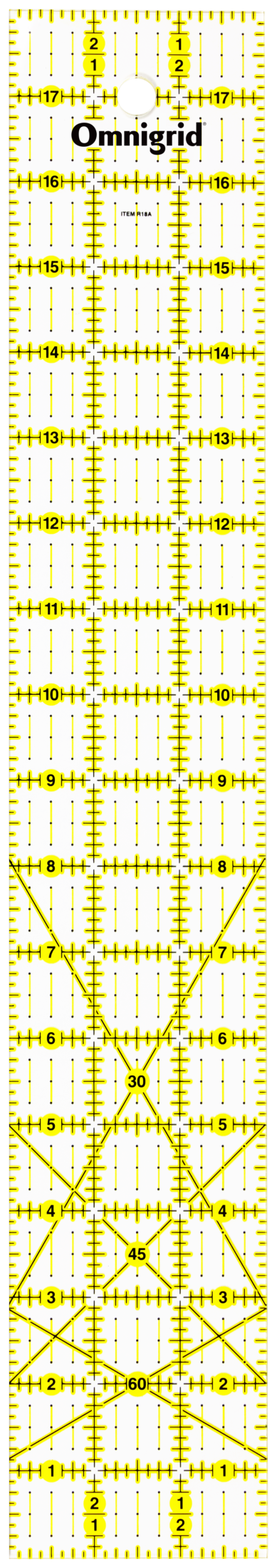 Load image into Gallery viewer, R18A|Omnigrid Rectangle Ruler with Angles, 3" x 18"
