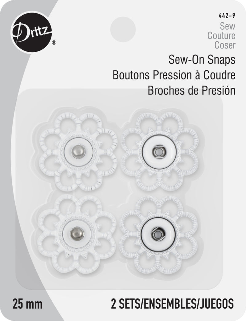 Cargue la imagen en el visor de la galería, 442-9|Dritz Sew-On Snaps, 2 Sets, Size 25mm, White