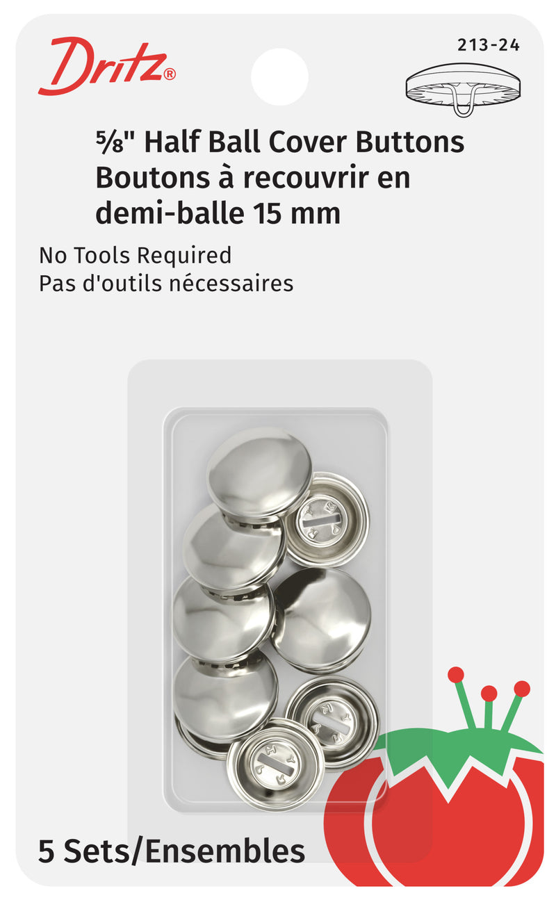 Load image into Gallery viewer, 213-24|Dritz 5/8" Half Ball Cover Buttons, 5 pc, Nickel