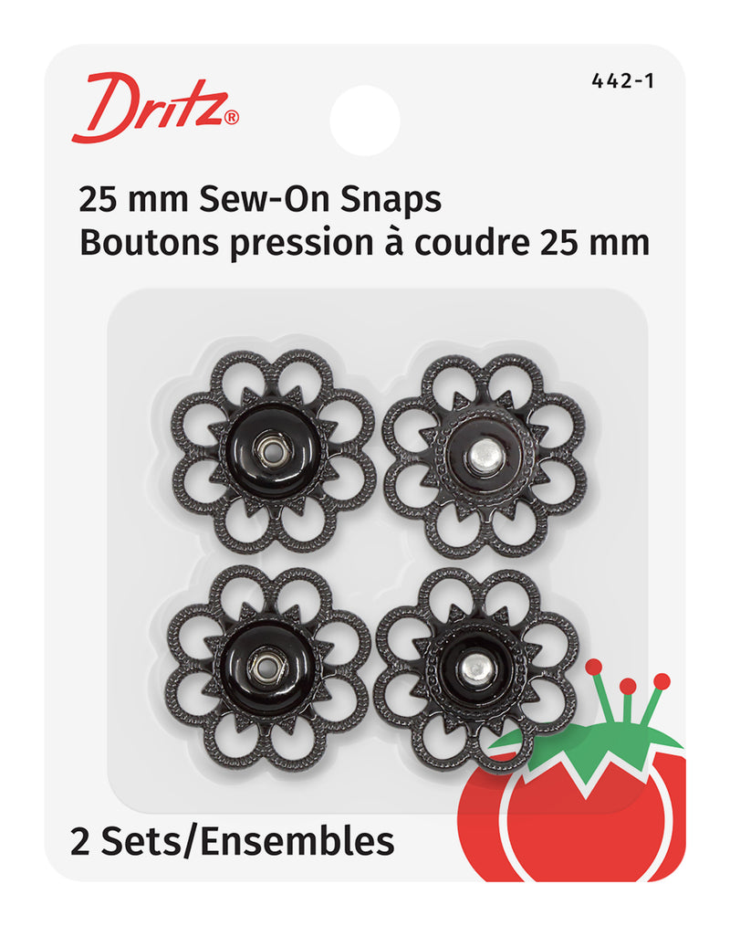 Cargue la imagen en el visor de la galería, 442-1|Dritz Sew-On Snaps, 2 Sets, Size 25mm, Black