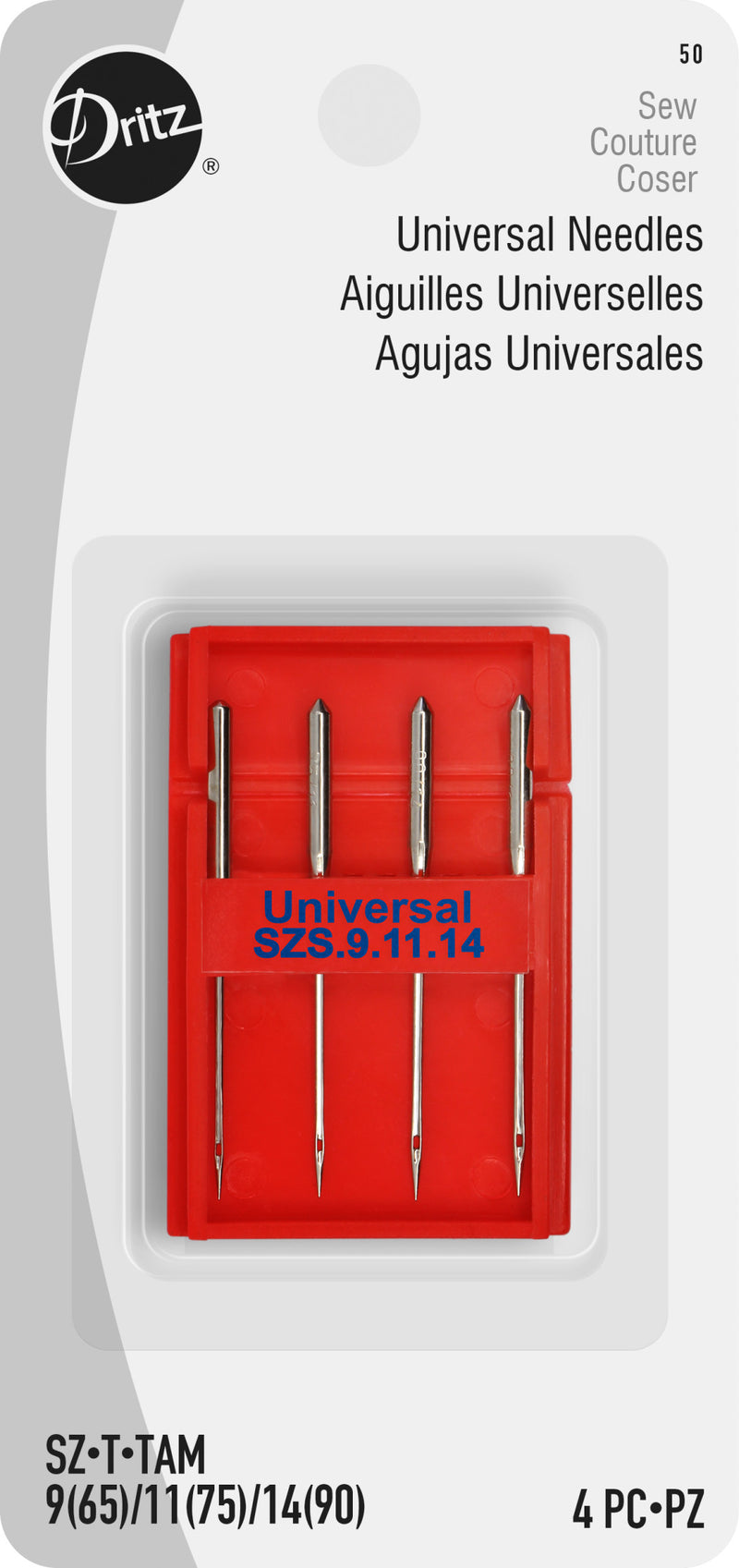 Load image into Gallery viewer, 50|Dritz Universal Machine Needles, Assorted Sizes, 4 pc