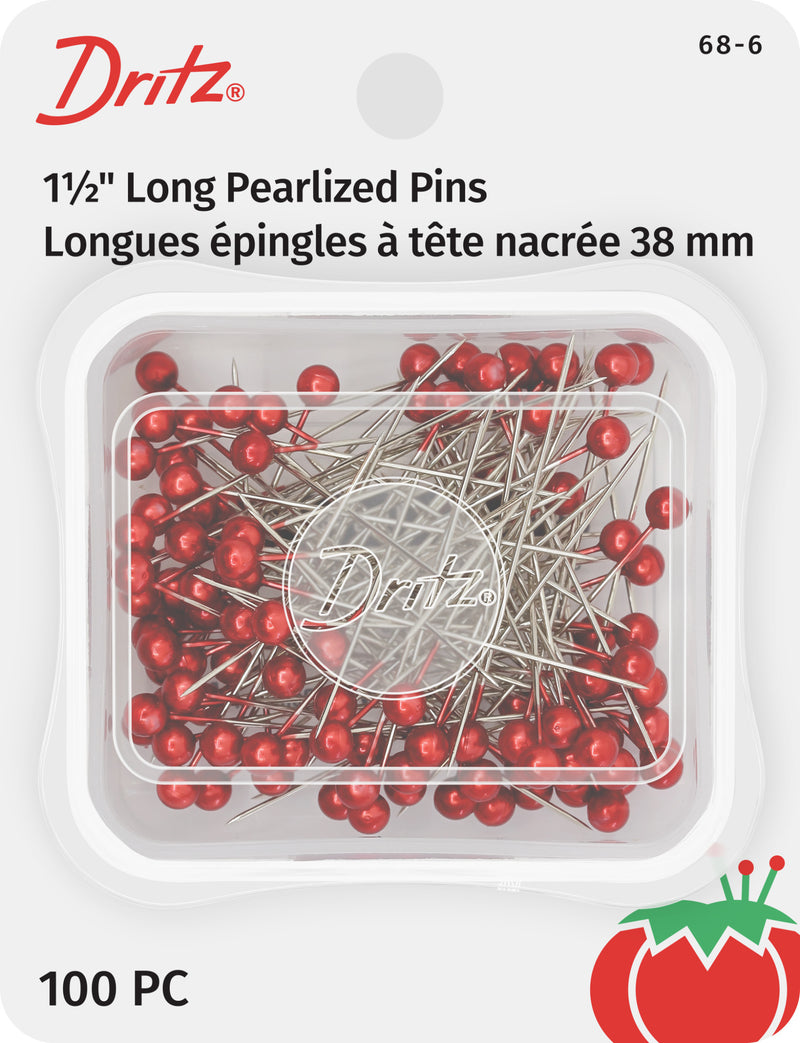 Load image into Gallery viewer, 68-6|Dritz 1-1/2" Long Pearlized Pins, Red, 100 pc