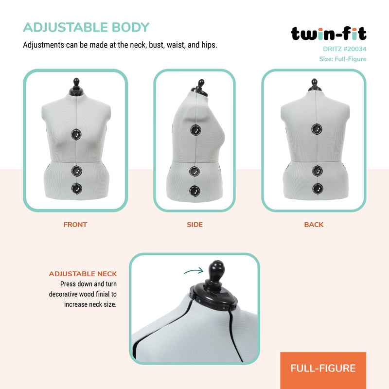 Load image into Gallery viewer, 20034|Dritz Twin-Fit Adjustable Dress Form, Full-Figure