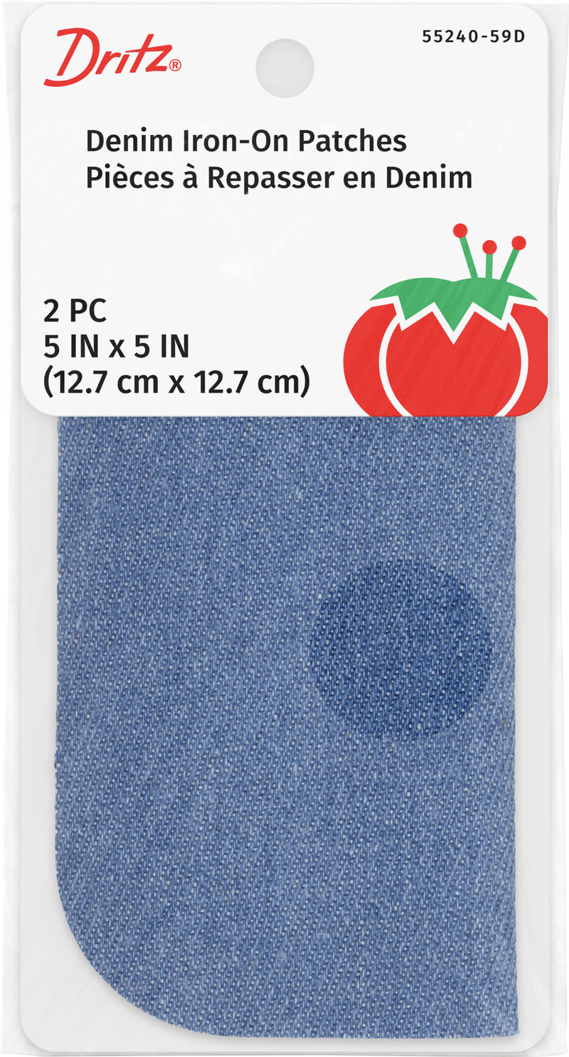 Cargue la imagen en el visor de la galería, 55240-59D|Dritz Denim Iron-On Patches, 5" x 5", 2 pc, Faded Blue
