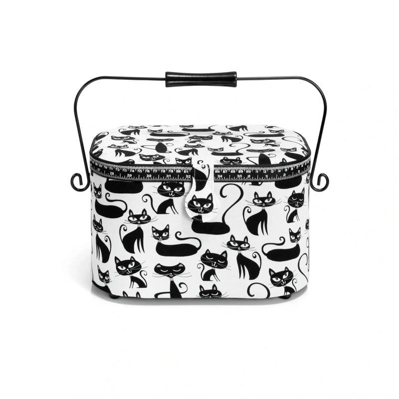 Load image into Gallery viewer, 612029|Prym Oval Sewing Basket, Large, Black Cats