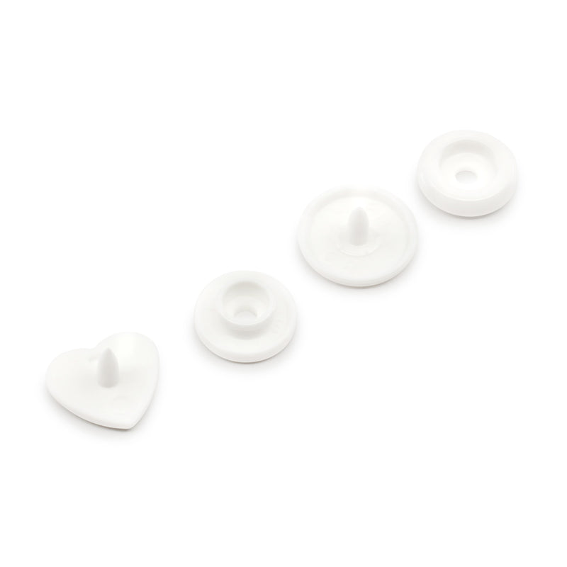 Cargue la imagen en el visor de la galería, 984-H-9|Dritz Plastic Color Heart Snaps, 12 Sets, White