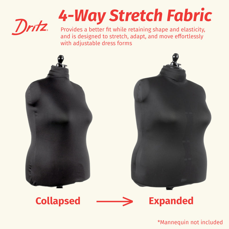 Load image into Gallery viewer, 653162|Dritz Dress Form Fabric Cover, Black, 4-Way Stretch 100% Polyester, Large