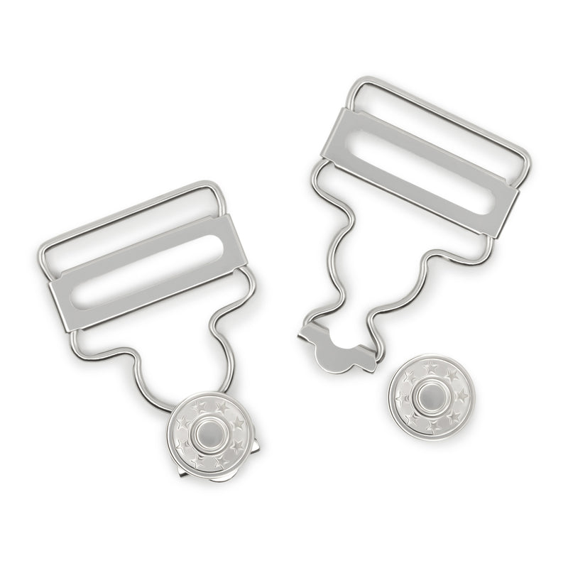 Cargue la imagen en el visor de la galería, 7-65|Dritz 1" Overall Buckles with No-Sew Buttons, Nickel, 2 pc