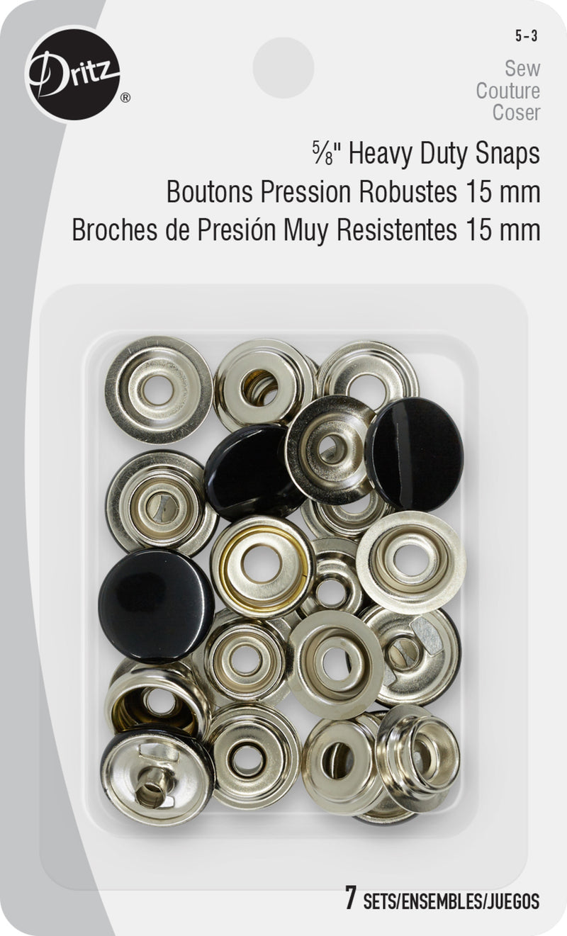Cargue la imagen en el visor de la galería, 5-3|Dritz 5/8" Heavy Duty Snaps, 7 Sets, Black