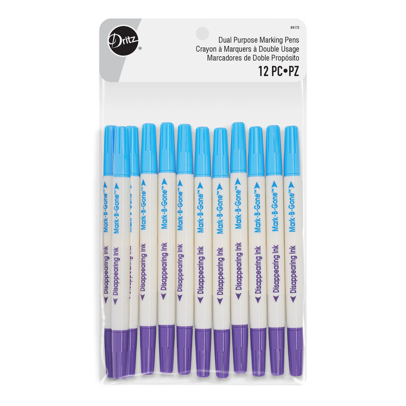 Load image into Gallery viewer, BK172|Dritz Dual Purpose Marking Pens, Mark-B-Gone & Disappearing Ink, 12 pc