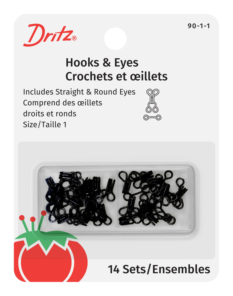 Load image into Gallery viewer, 90-1-1|Dritz Hooks & Eyes, 14 pc, Black, Size 1