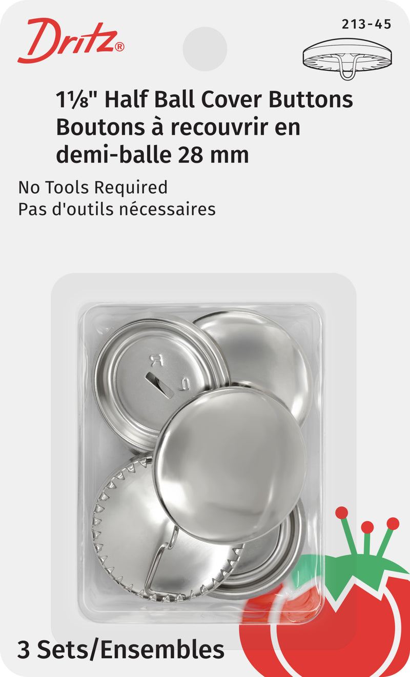 Load image into Gallery viewer, 213-45|Dritz 1-1/8" Half Ball Cover Buttons, 3 pc, Nickel