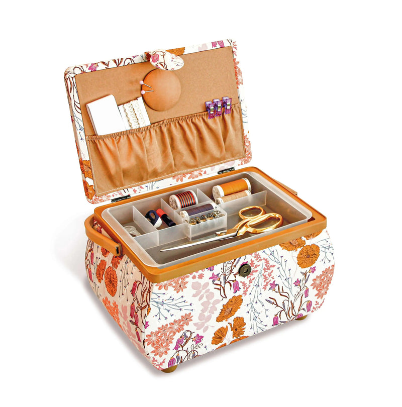 Load image into Gallery viewer, 612069| Curved Sewing Basket, Large, Orange Wildflower