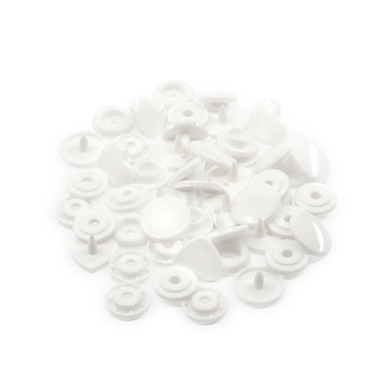 Cargue la imagen en el visor de la galería, 984-H-9|Dritz Plastic Color Heart Snaps, 12 Sets, White