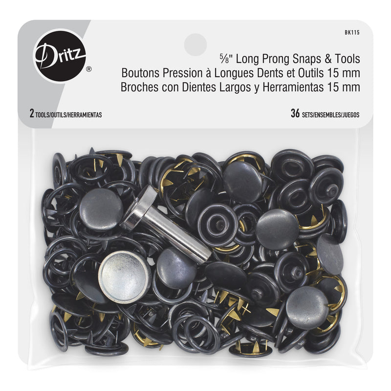Cargue la imagen en el visor de la galería, BK115|Dritz 5∕8" Long Prong Snaps & Tools, 36 Sets, Black
