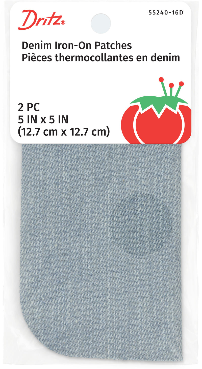 Cargue la imagen en el visor de la galería, 55240-16D|Dritz Denim Iron-On Patches, 5" x 5", 2 pc, Stonewashed