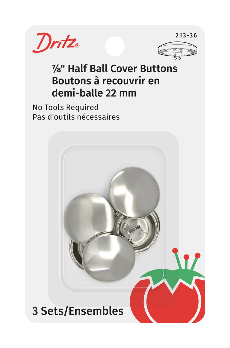Load image into Gallery viewer, 213-36|Dritz 7/8" Half Ball Cover Buttons, 3 pc, Nickel
