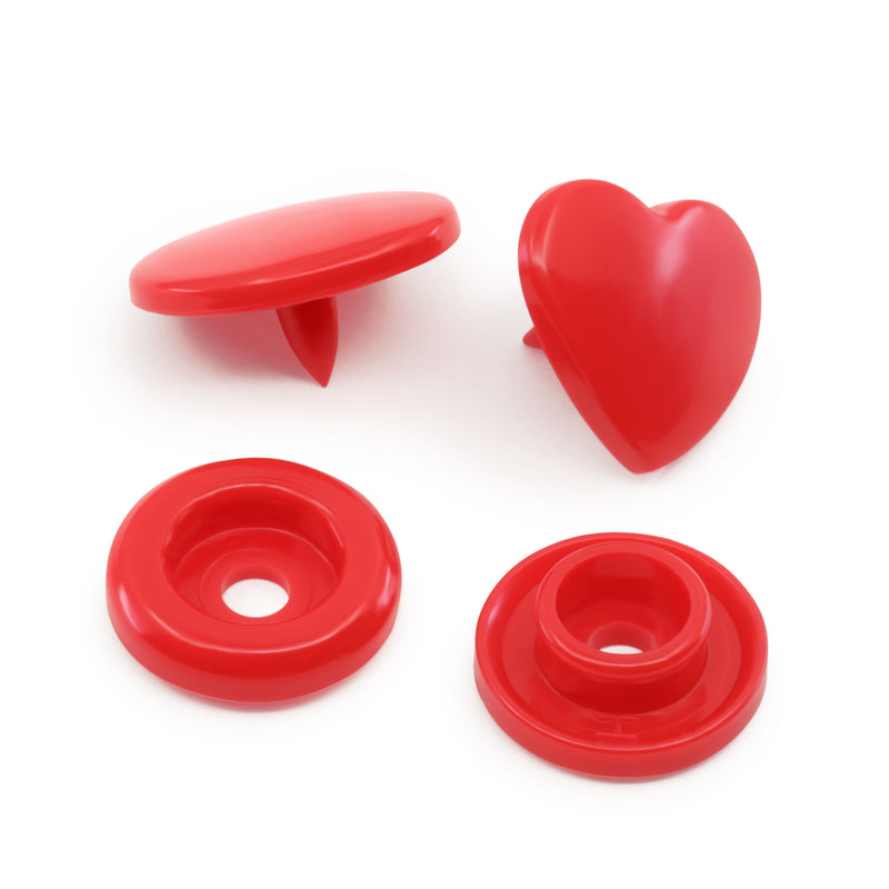 Cargue la imagen en el visor de la galería, 984-H-6|Dritz Plastic Color Heart Snaps, 12 Sets, Red