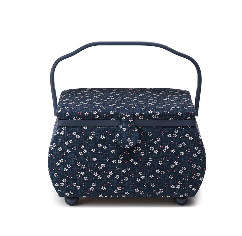 Load image into Gallery viewer, 612640|Prym Curved Sewing Basket, Large, Navy Floral