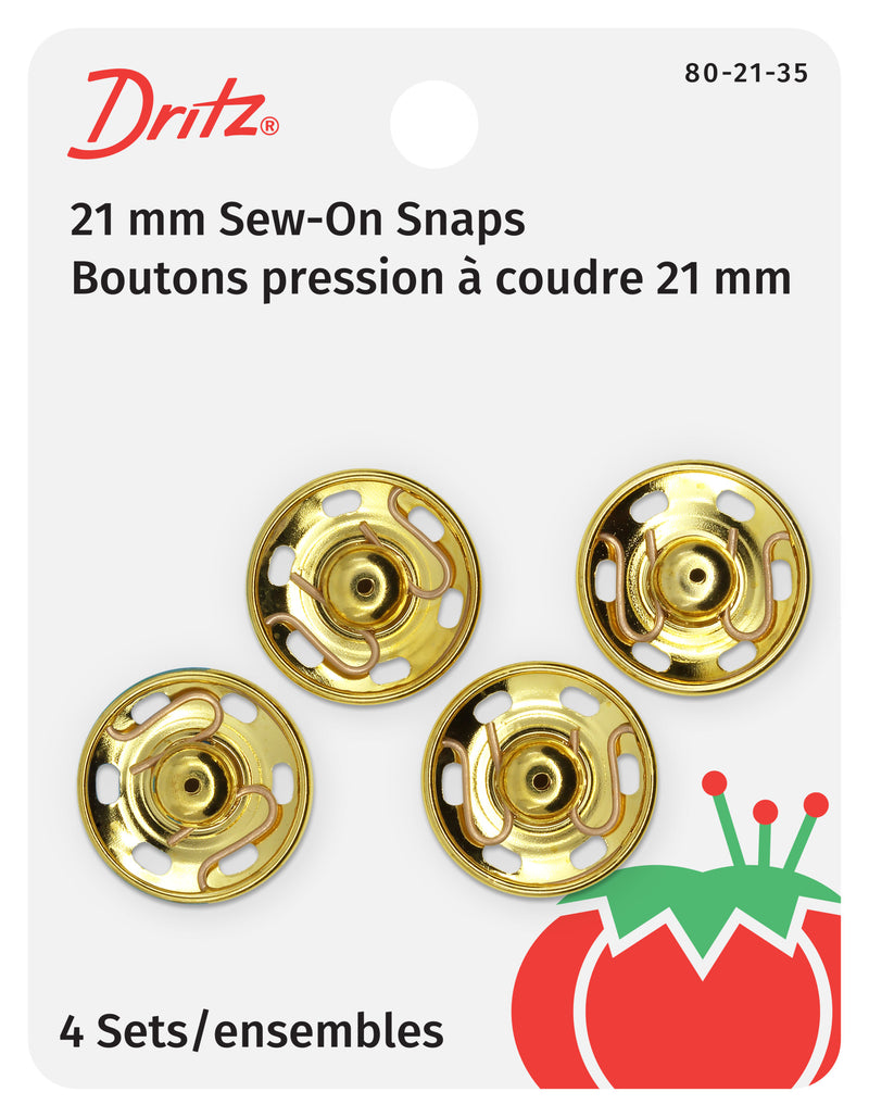 Load image into Gallery viewer, 80-21-35|Dritz Sew-On Snaps, 4 Sets, Size 10, Gold