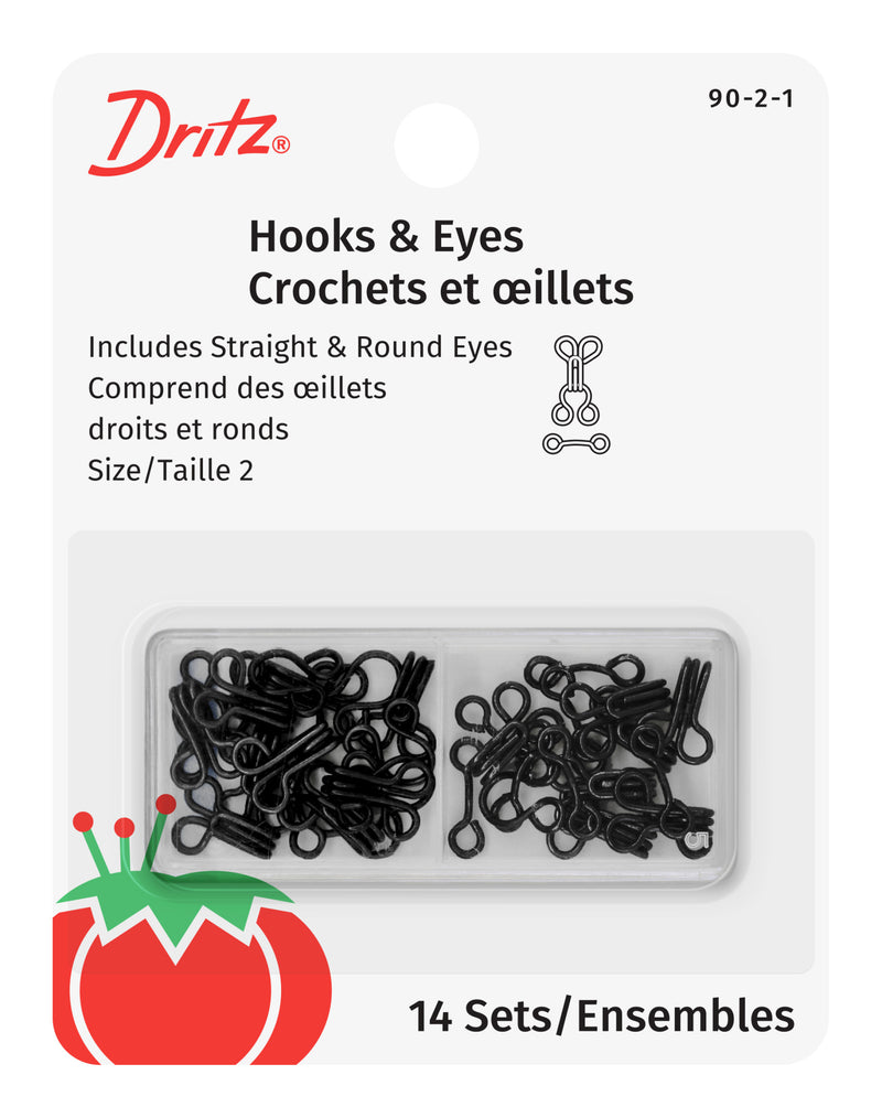 Load image into Gallery viewer, 90-2-1|Dritz Hooks & Eyes, 14 pc, Black, Size 2