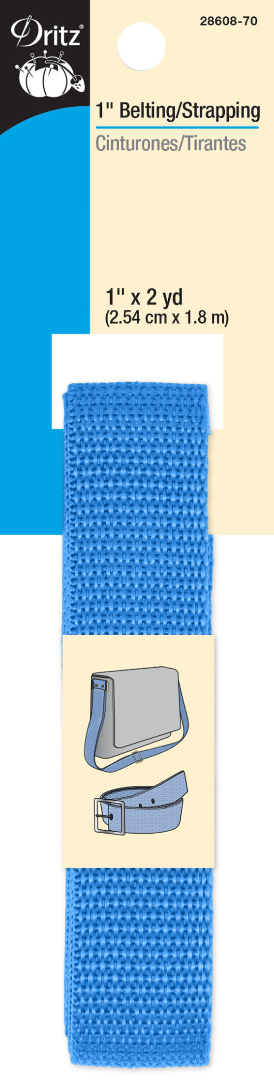Cargue la imagen en el visor de la galería, 28608-70|Dritz 1" Polypro Belting & Strapping, Sky Blue, 2 yd