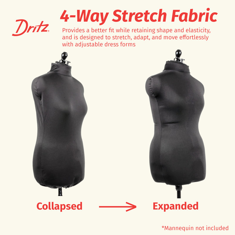 Load image into Gallery viewer, 653161|Dritz Dress Form Fabric Cover, Black, 4-Way Stretch 100% Polyester, Medium
