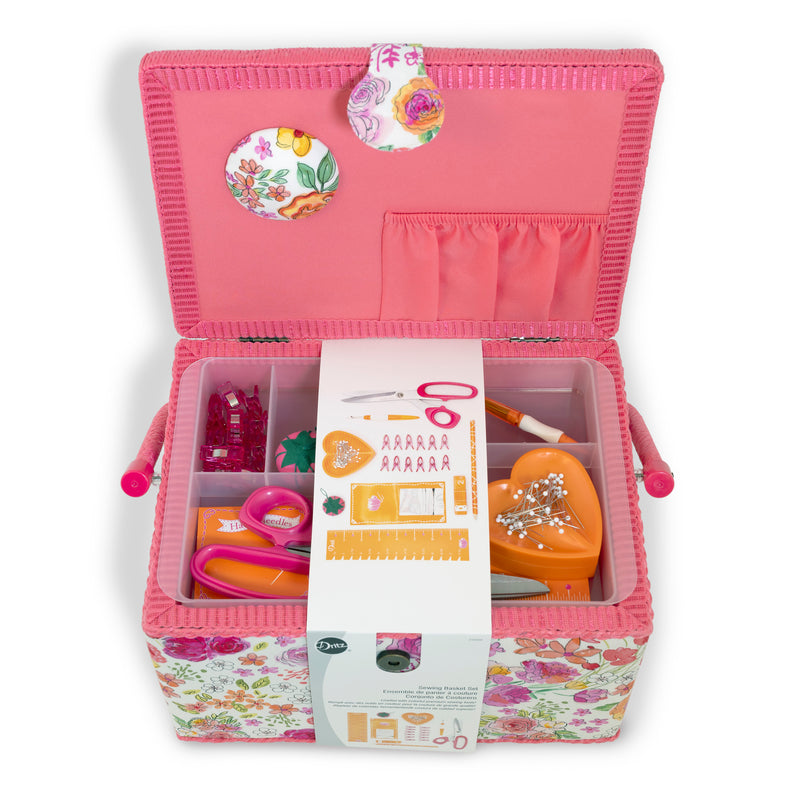 Load image into Gallery viewer, Z10459|Dritz Sewing Basket Kit, Pink & Orange, Large