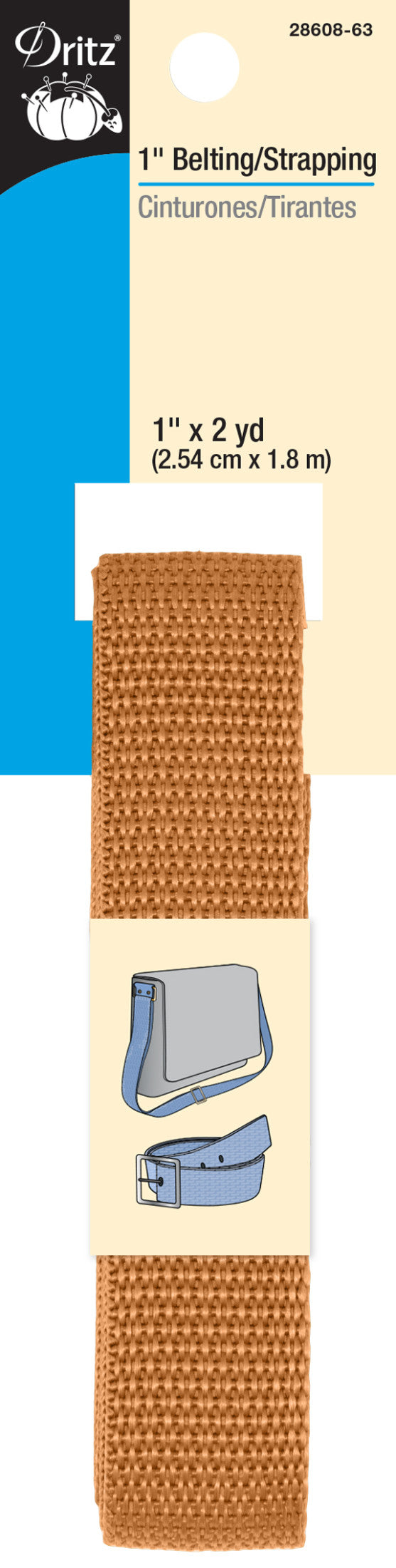 Cargue la imagen en el visor de la galería, 28608-63|Dritz 1" Polypro Belting & Strapping, Russet Brown, 2 yd