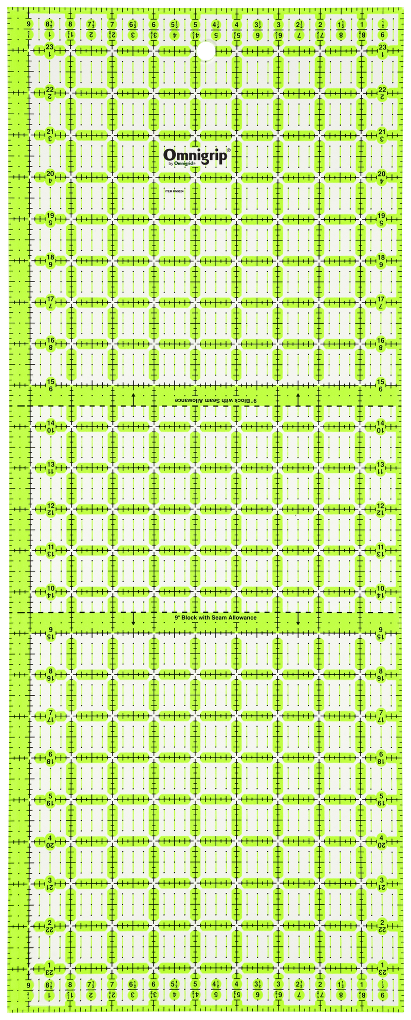 Cargue la imagen en el visor de la galería, RN9524|Omnigrid Omnigrip Neon Rectangle Ruler, 9-1/2" x 24"