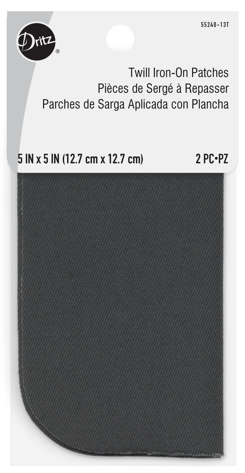 Cargue la imagen en el visor de la galería, 55240-13T|Dritz Twill Iron-On Patches, 5" x 5", 2 pc, Gray
