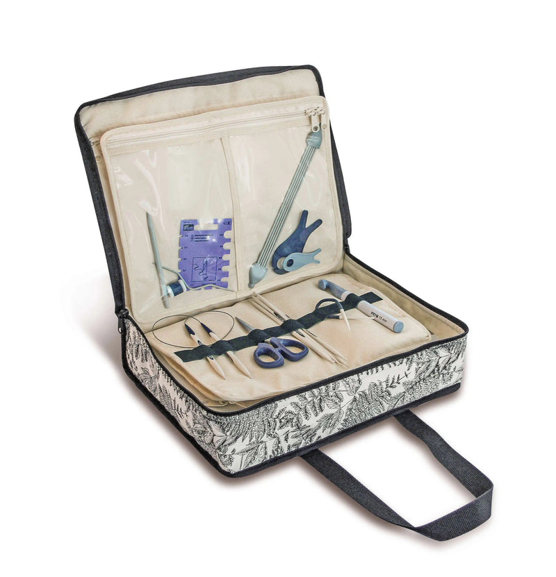 Load image into Gallery viewer, 612075|Prym All-in-One Craft Organizer Bag, Monochrome Leaves
