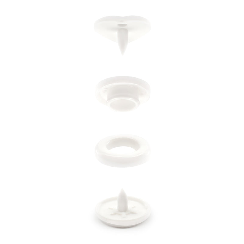 Cargue la imagen en el visor de la galería, 984-H-9|Dritz Plastic Color Heart Snaps, 12 Sets, White