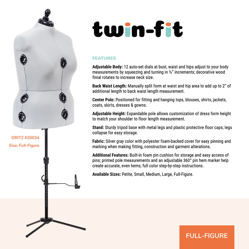 Load image into Gallery viewer, 20034|Dritz Twin-Fit Adjustable Dress Form, Full-Figure