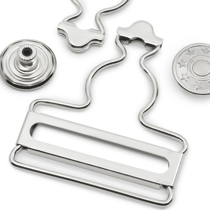 Load image into Gallery viewer, 88-65|Dritz 1-5/8" Overall Buckles with No-Sew Buttons, Nickel, 2 pc