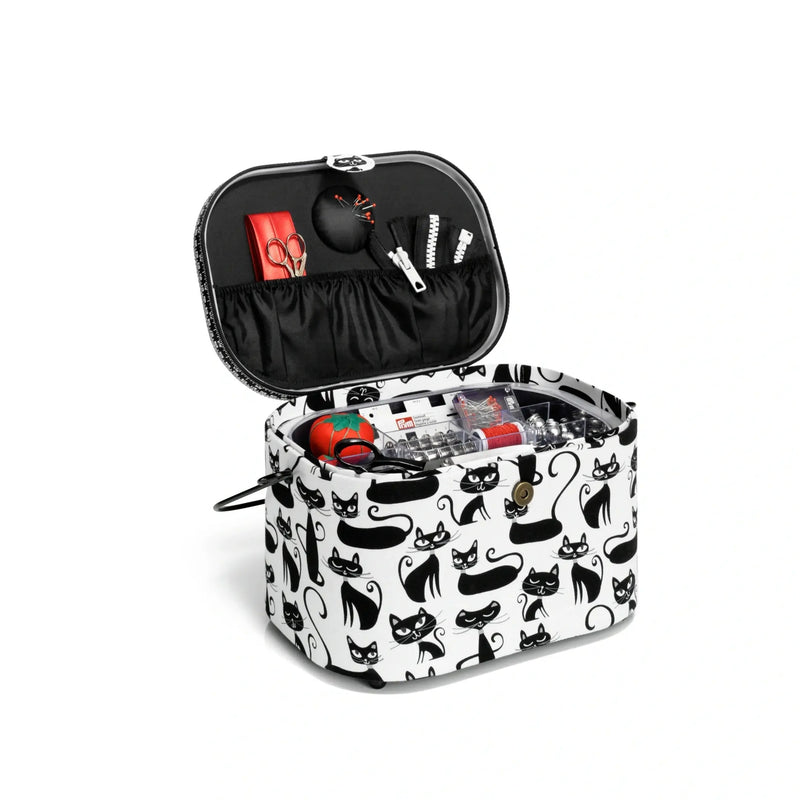 Load image into Gallery viewer, 612029|Prym Oval Sewing Basket, Large, Black Cats