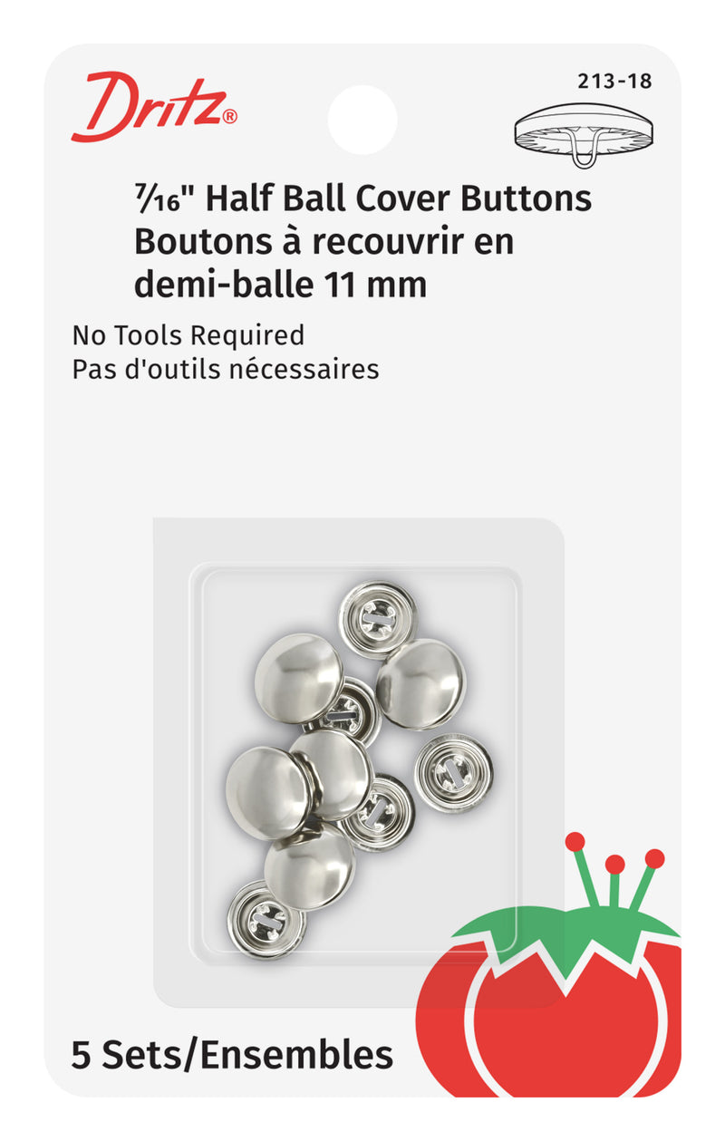 Load image into Gallery viewer, 213-18|Dritz 7/16" Half Ball Cover Buttons, 5 pc, Nickel