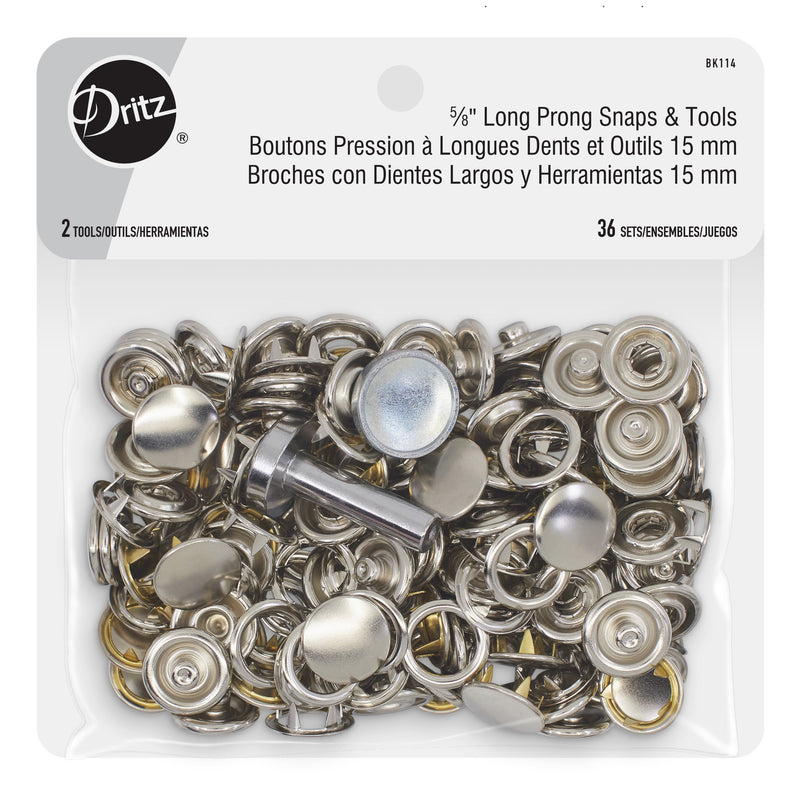 Cargue la imagen en el visor de la galería, BK114|Dritz 5∕8" Long Prong Snaps & Tools, 36 Sets, Nickel