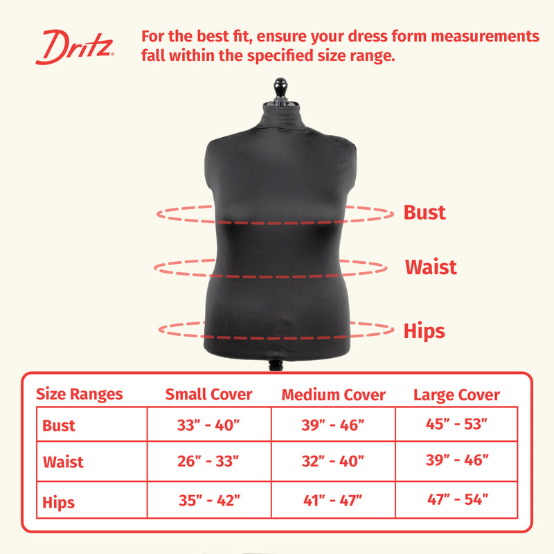 Load image into Gallery viewer, 653162|Dritz Dress Form Fabric Cover, Black, 4-Way Stretch 100% Polyester, Large