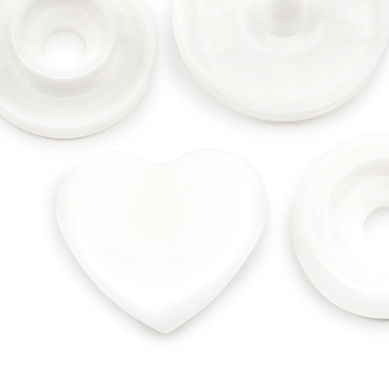 Cargue la imagen en el visor de la galería, 984-H-9|Dritz Plastic Color Heart Snaps, 12 Sets, White