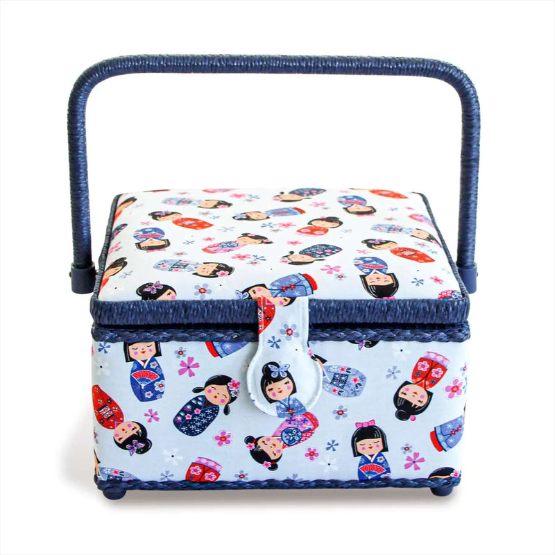 Chargez l'image dans la visionneuse de la galerie, 612085|Prym Square Sewing Basket, Medium, Kokeshi Dolls
