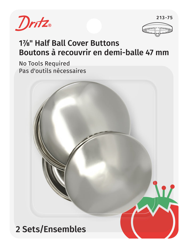 Load image into Gallery viewer, 213-75|Dritz 1-7/8" Half Ball Cover Buttons, 2 pc, Nickel