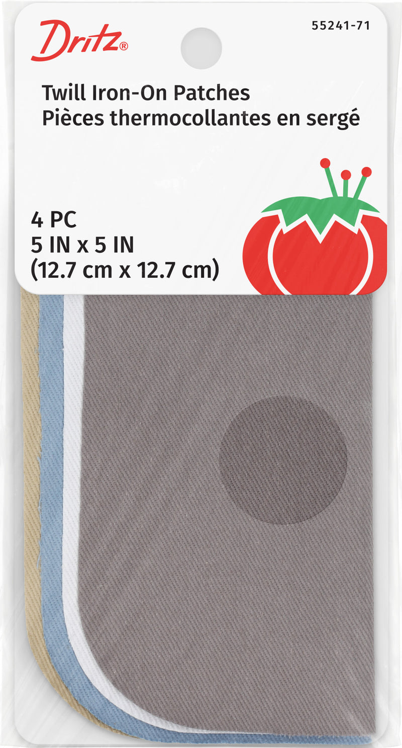 Load image into Gallery viewer, 55241-71|Dritz Twill Iron-On Patches, 5" x 5", 4 pc, Light Assorted