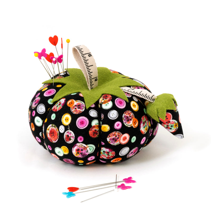 Load image into Gallery viewer, Z00697-221|Dritz 4" Tomato Pin Cushion, Black Button Print