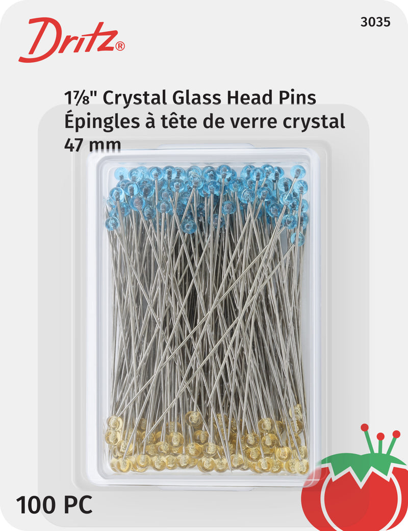 Load image into Gallery viewer, 3035|Dritz Crystal Glass Head Pins, Blue & Yellow, 100 pc, 1-7/8"