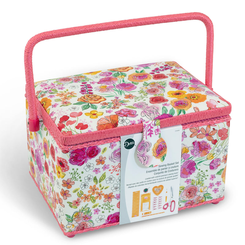 Load image into Gallery viewer, Z10459|Dritz Sewing Basket Kit, Pink & Orange, Large