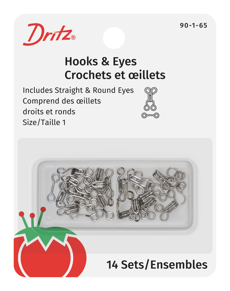 Load image into Gallery viewer, 90-1-65|Dritz Hooks & Eyes, 14 pc, Nickel, Size 1