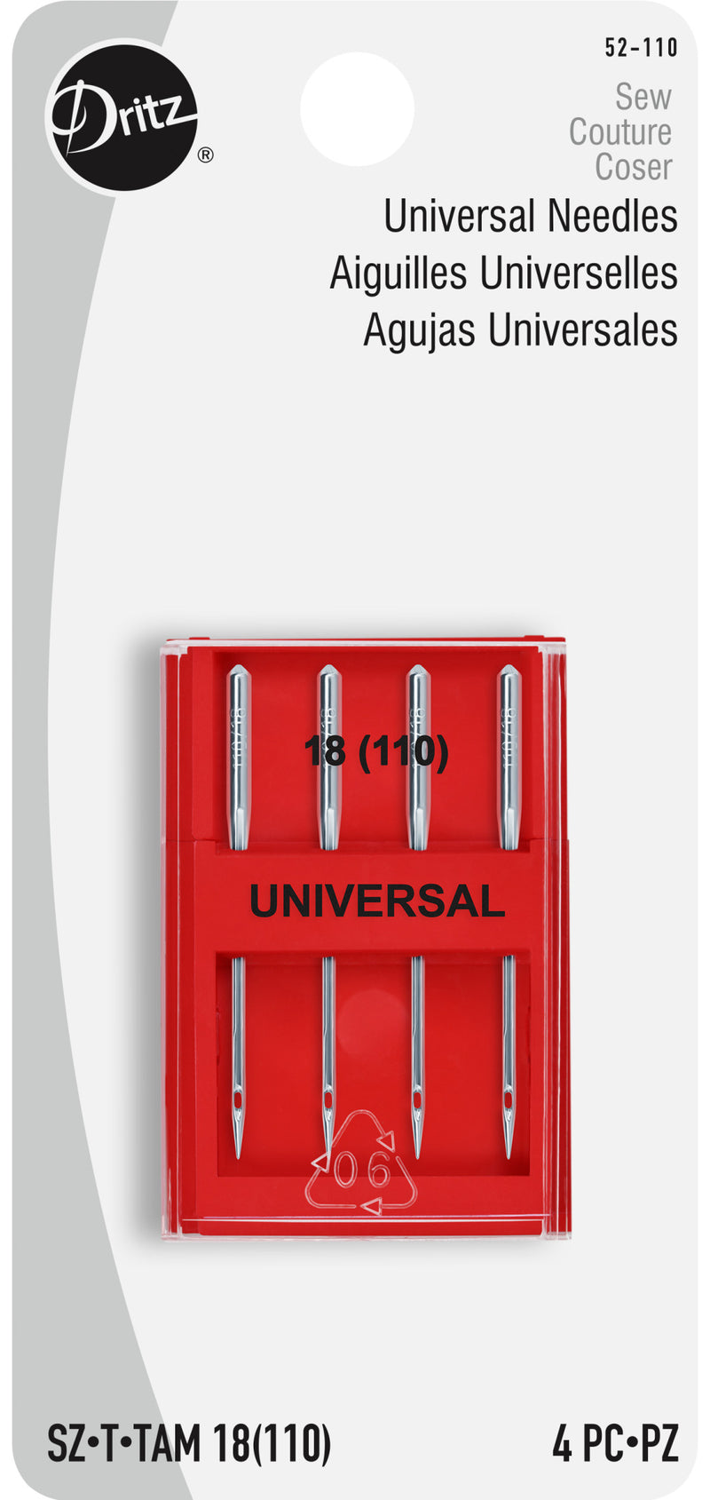 Load image into Gallery viewer, 52-110|Dritz Universal Machine Needles, Size 18 (110), 4 pc